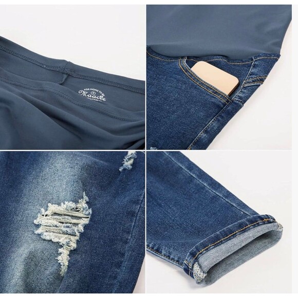 Maacie Over Belly Skinny Ripped Maternity Jeans Size M New With Tags - Picture 8 of 9